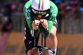 Filippo Ganna a devancé Tadej Pogacar de 29''. KEYSTONE/EPA/LUCA ZENNARO